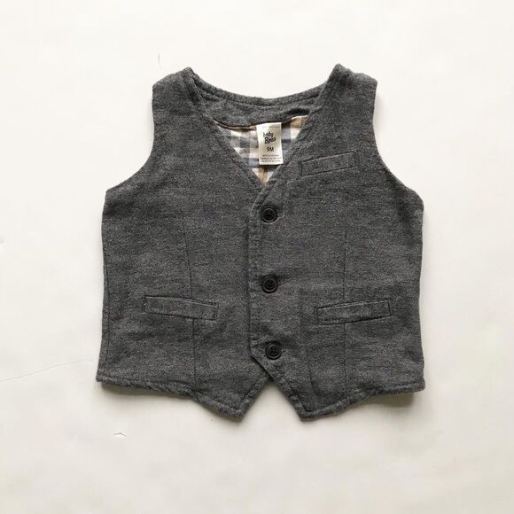 Oshkosh gray plaid lined vest EUC 9 months - Picture 1 of 5